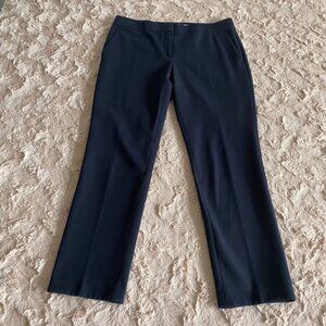 Ann Taylor Devin Fit Womens 8 Navy Dress Pants Full Length Stretch Straight Leg